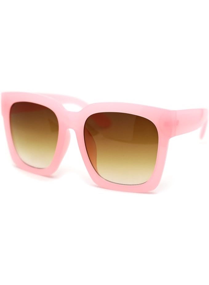 SA106 Women's XXL Oversized Square Sunglasses - Thick Horned Rim Boyfriend Style - Bubblegum Pink - Image 1